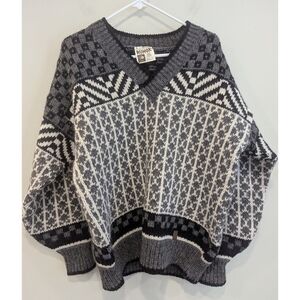 Runox Knit Nordic Denmark 100% Pure Wool Patterned Sweater Size Medium